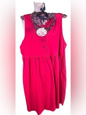 Vintage 90s Deadstock "Eve" Red Midi Dress with Matching Sachet & Hanger